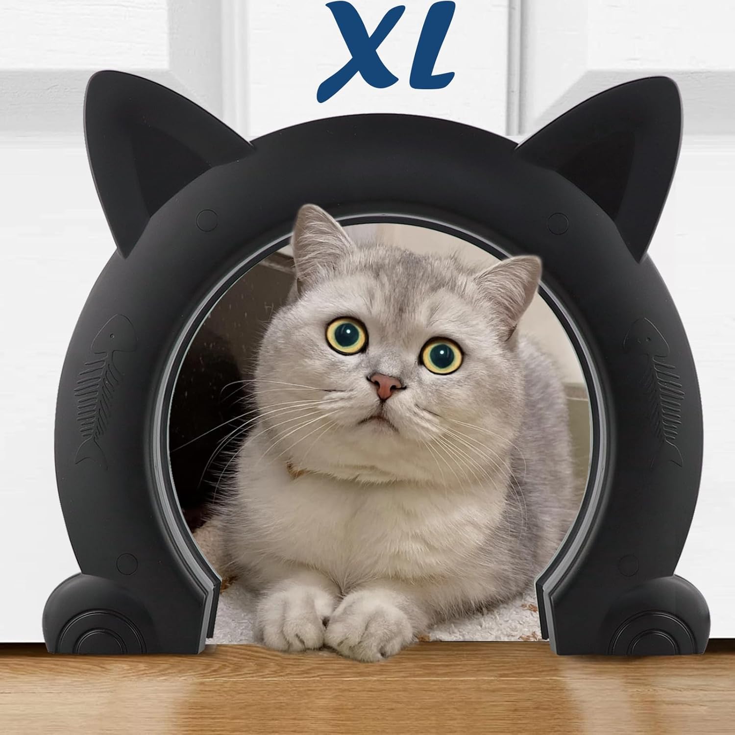 Large Cat Door Interior Door, XL Indoor Cat Door, Pet Doors for Cats, Kitties and Small Dogs (Black)
