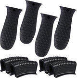 8 Pcs Silicone Pot Holders Set Cast Iron Handle Cover Heat Resistant Pot Handle Covers Potholder Non Slip Reusable Pan Sleeve for Frying Pan Kitchen Supplies(Black)
