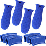 8 Pcs Silicone Pot Holders Set Cast Iron Handle Cover Heat Resistant Pot Handle Covers Potholder Non Slip Reusable Pan Sleeve for Frying Pan Kitchen Supplies(Blue)
