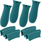 8 Pcs Silicone Pot Holders Set Cast Iron Handle Cover Heat Resistant Pot Handle Covers Potholder Non Slip Reusable Pan Sleeve for Frying Pan Kitchen Supplies(Green)