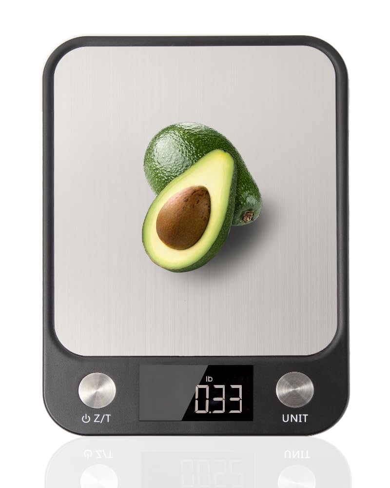 Food Scale,Digital Kitchen Scale, Stainless Steel, Weight in Grams, Ounces, Milliliters and Pounds, Ideal for Meal Prep, Cooking, and Baking