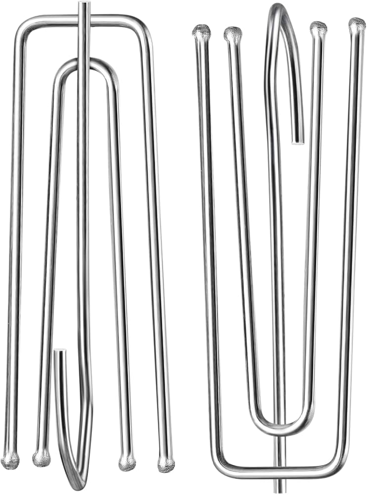 Curtain Pleat Hooks,  60pcs Stainless Steel 4 Prongs Drapery Hooks for Window Door Bathroom Curtain (2.7inches*1.3inches)