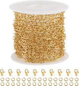 16.4 Feet Hollow Heart Chain Roll Gold Plated Stainless Steel Jewelry Making Chain with Clasps for Handcrafts DIY