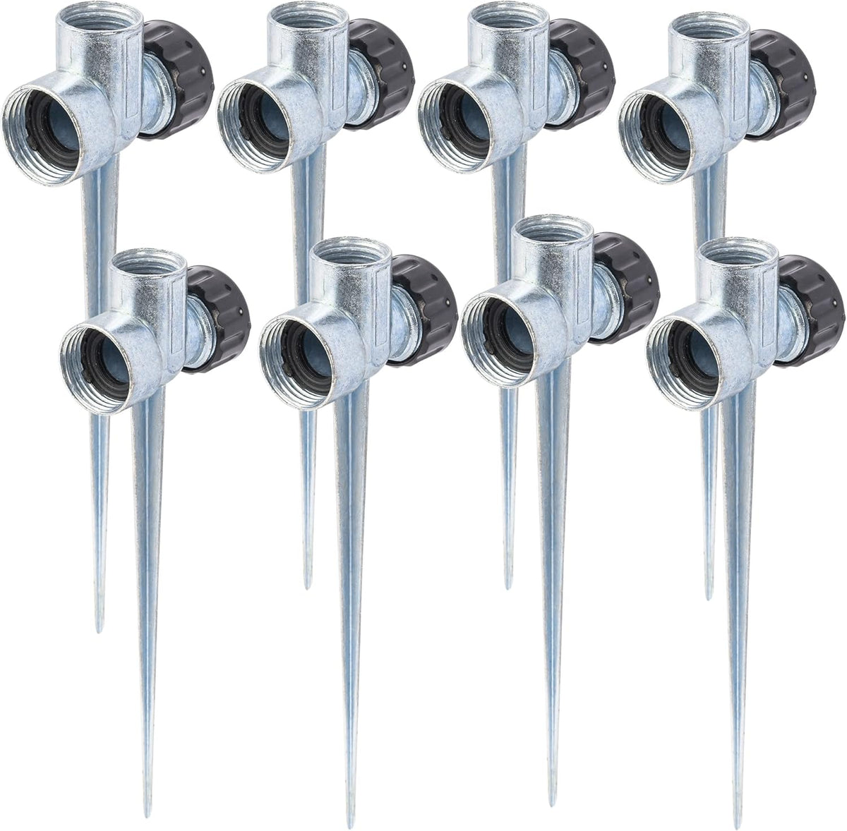 8 Pack 1/2 inch Zinc Alloy Lawn Sprinkler Spike Base, Water Flow Thru Sprinkler for Yard, Lawn, Garden and Grass Irrigation