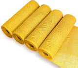 Yellow Poly Burlap Mesh 10 inches, 15 Feets Each, Yellow Poly Burlap Deco Mesh Ribbon for Wreath Supplies Party Decoration DIY Crafts Making, 4 Packs