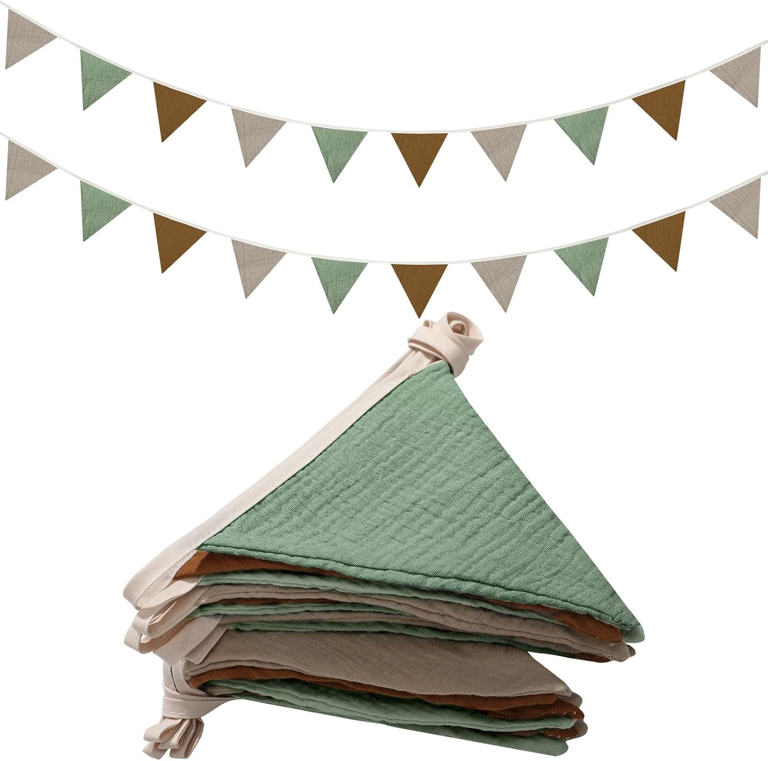 2 Pcs Pennant Banner Flags Nursery Garland Triangle Bunting Flags Playroom Wall Decor Banner for Nursery Baby Shower Birthday Boho Wedding Party Event, Each 7.75 ft(Retro Color)