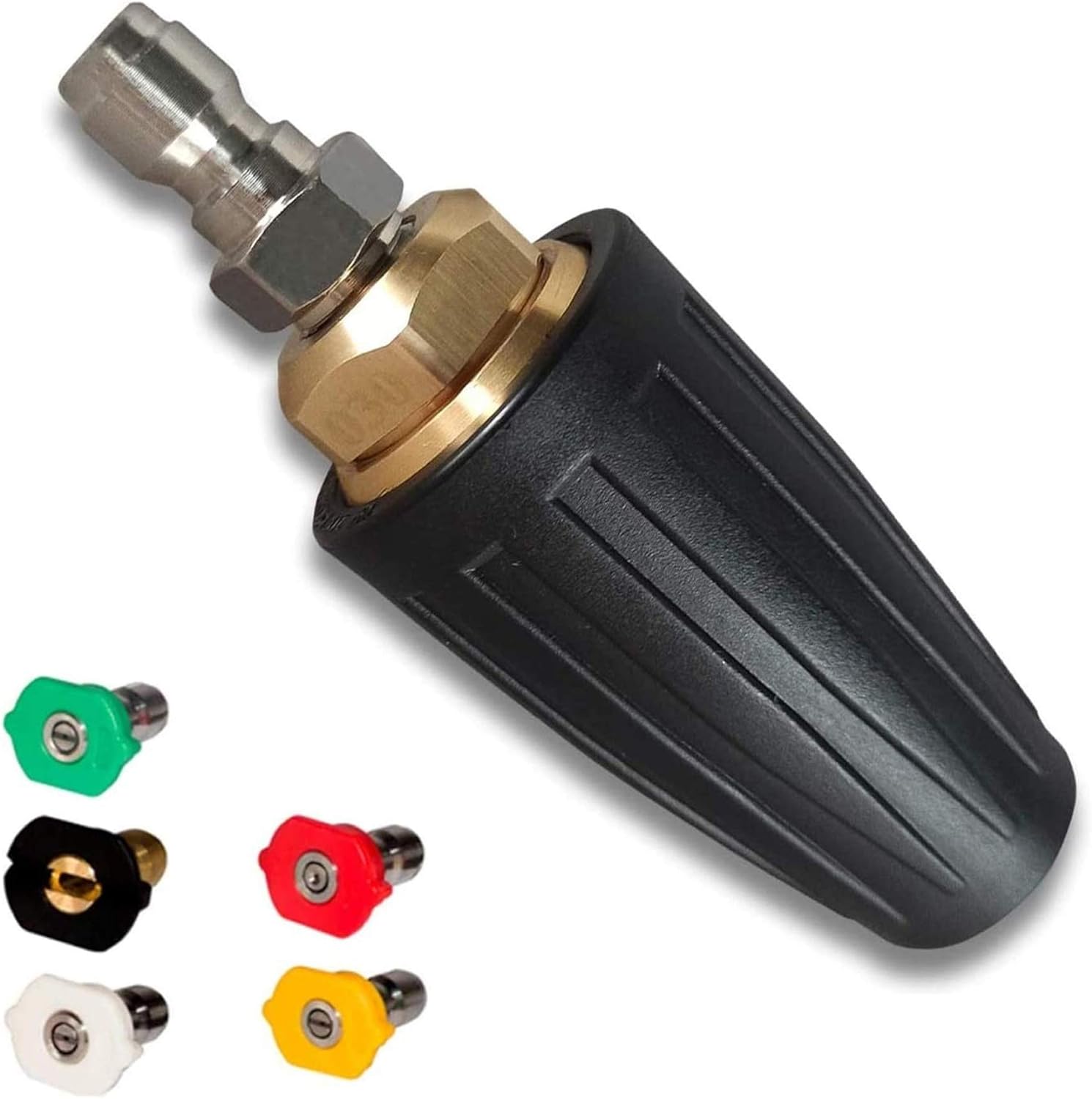 4000 PSI Rotating Turbo Nozzle Set, 1/4 Inch, With 5 Tips for Pressure Washer, Orifice 3.0