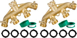 Brass Garden Hose Splitter (4 Way), Solid Brass Hose Connector 3/4", Hose Spigot Adapter 4 Valves with 4 Extra Rubber Washers (Pack of 2)