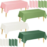12 Pcs Sage Green and Pink Plastic Tablecloth 54 x 108 Inch 4 Colors Disposable Rectangle Table Cover Waterproof Table Cloth for Boho Wedding Bridal Baby Shower Birthday Witch Party