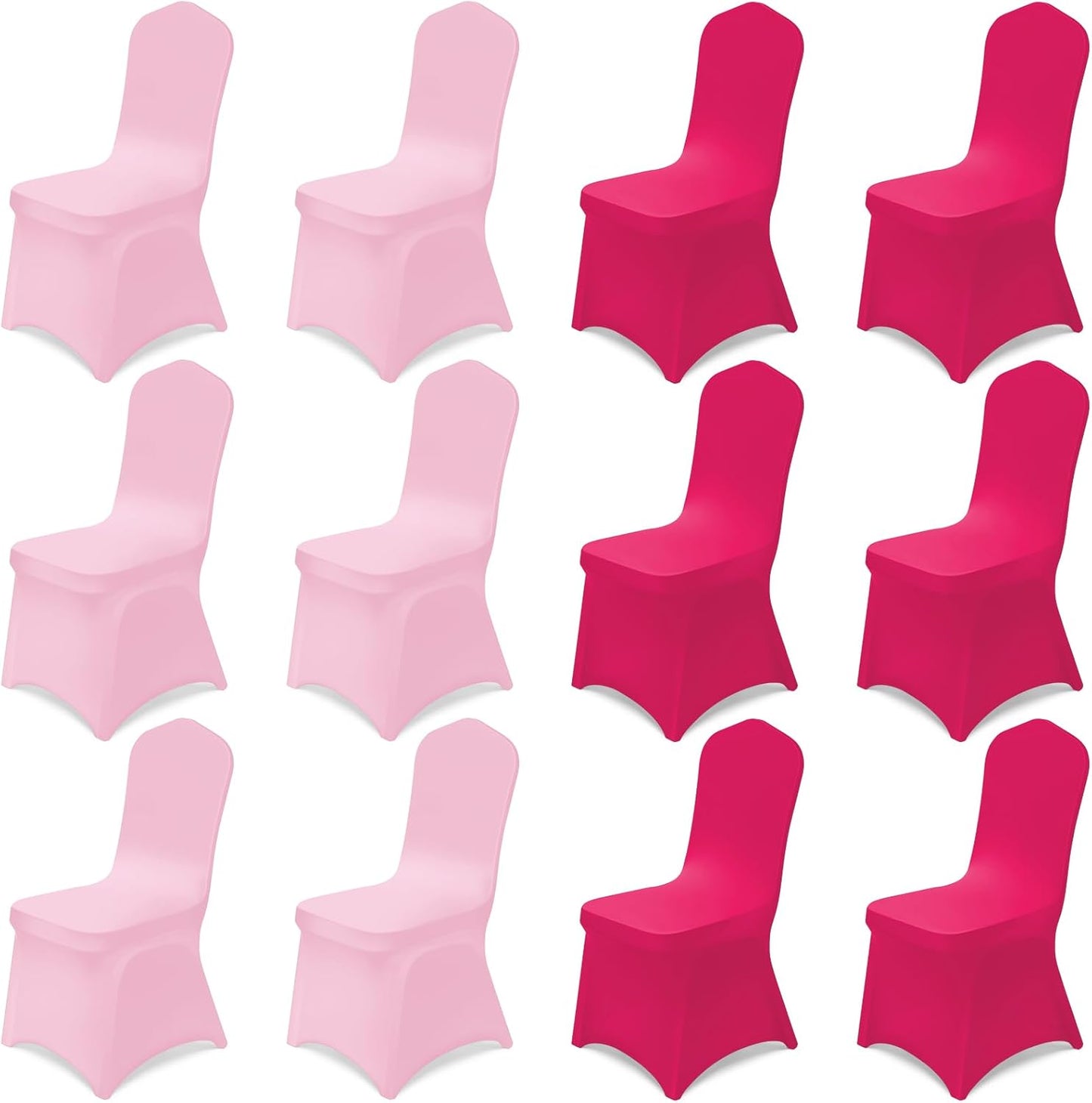 12 Pcs Pink Folding Chair Covers Universal Spandex Slipcovers Washable Removable Stretch Chair Protector Covers for Wedding Hot Pink Birthday Party Decoration
