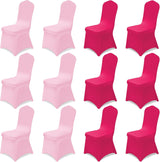 12 Pcs Pink Folding Chair Covers Universal Spandex Slipcovers Washable Removable Stretch Chair Protector Covers for Wedding Hot Pink Birthday Party Decoration
