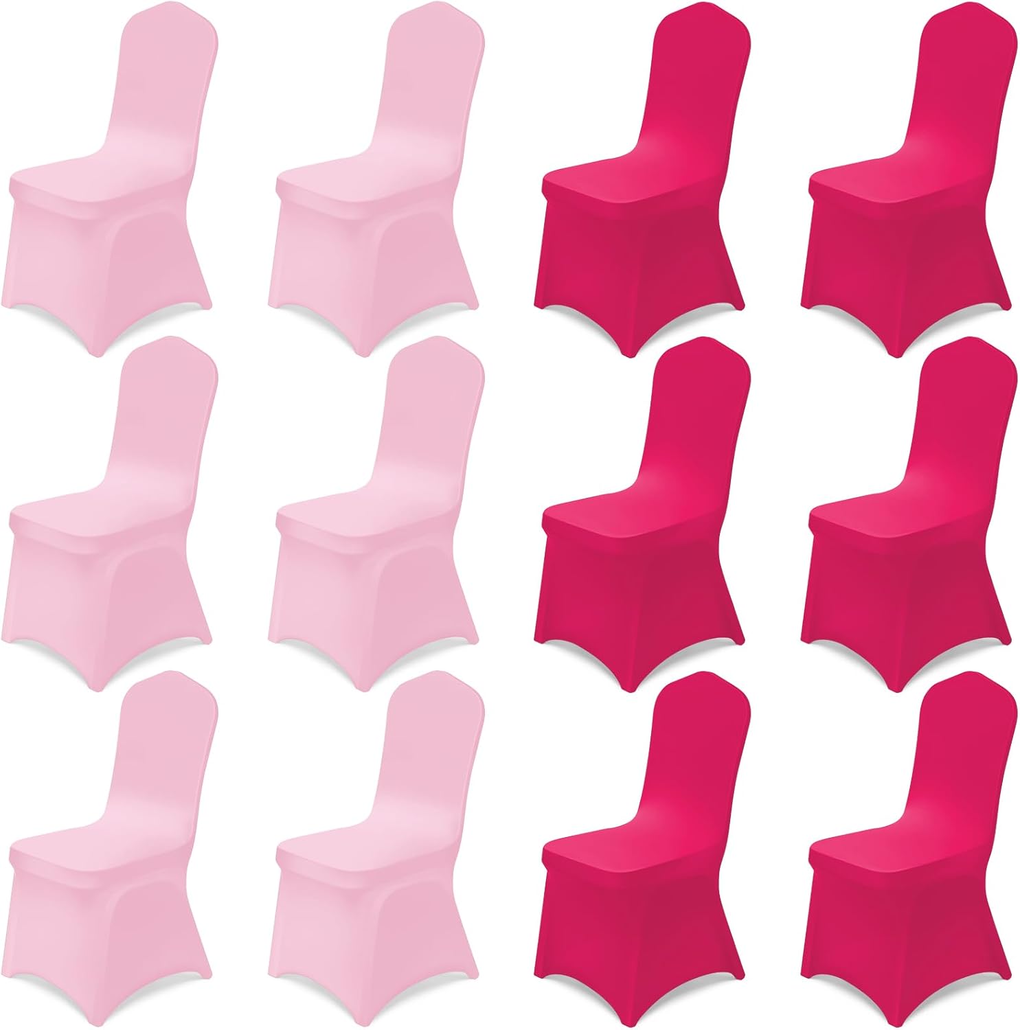 12 Pcs Pink Folding Chair Covers Universal Spandex Slipcovers Washable Removable Stretch Chair Protector Covers for Wedding Hot Pink Birthday Party Decoration