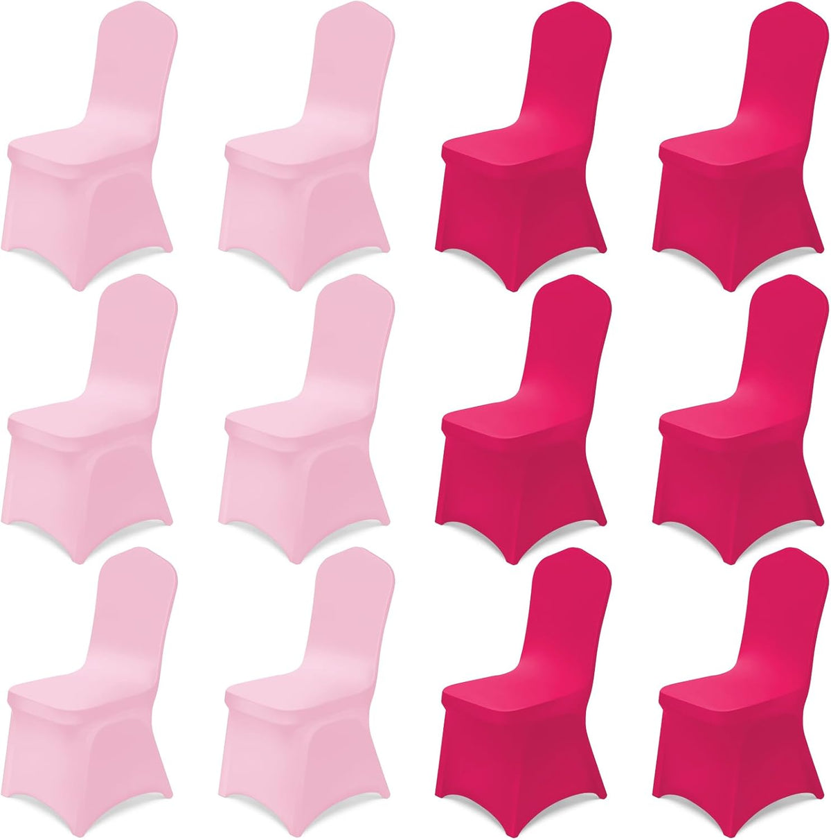 12 Pcs Pink Folding Chair Covers Universal Spandex Slipcovers Washable Removable Stretch Chair Protector Covers for Wedding Hot Pink Birthday Party Decoration