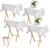 4 Pcs Small Tablecloth Washable Fabric Folding TV Tray Table Cloth Polyester Solid Color Nightstand Cover for Bedside Table Side Outdoor Indoor(White, 24 x 36 Inch, Classic Edge)