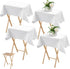 4 Pcs Small Tablecloth Washable Fabric Folding TV Tray Table Cloth Polyester Solid Color Nightstand Cover for Bedside Table Side Outdoor Indoor(White, 24 x 36 Inch, Classic Edge)