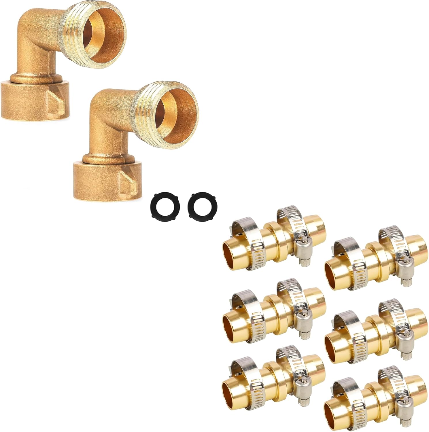 90 Degree Hose Elbow Connectors + Garden Hose Repair Kit