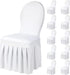 10 Pcs White Chair Covers with Skirt Spandex Chair Slip Covers Wedding Long Stretch Protectors Removable and Washable for Dining Chairs Hotel and Wedding Ceremony