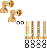 90 Degree Hose Elbow Connectors + 4" Adjustable Twist Hose Nozzle