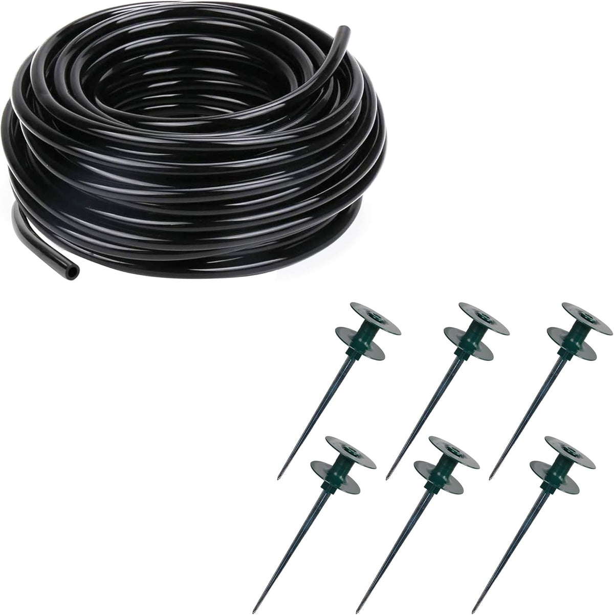 50 FT Distribution Tubing + Garden Hose Guide Spike