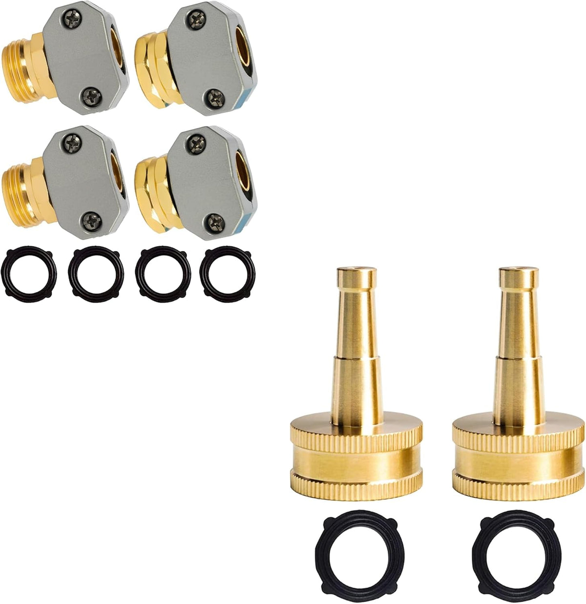 Garden Hose Repair Kit + 2 Inch Jet Sweeper Brass Nozzle
