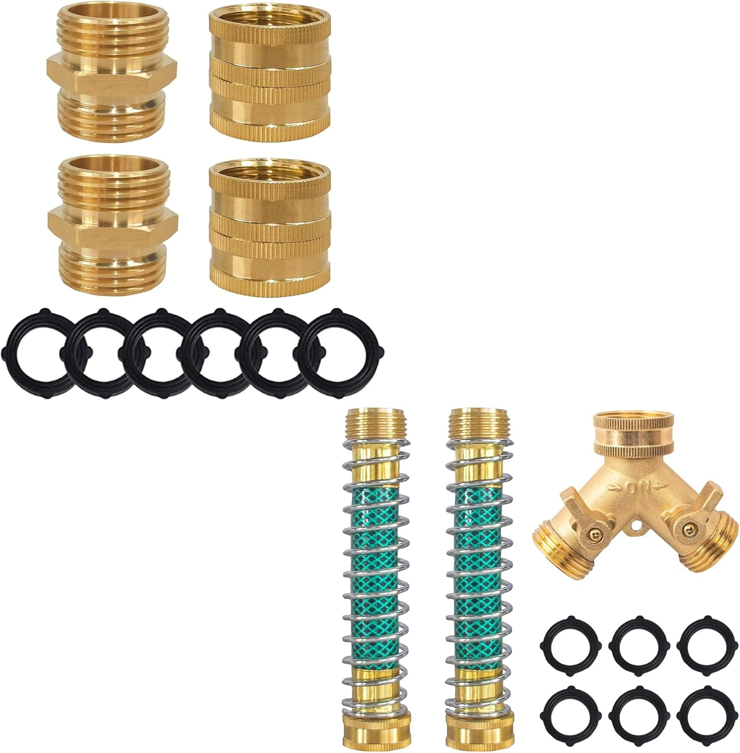 Garden Hose Adapter + 2 Way Hose Splitter with Hose Protectors