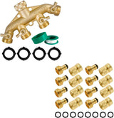 Brass Garden Hose Splitter (4 Way) + Garden Hose Quick Connector