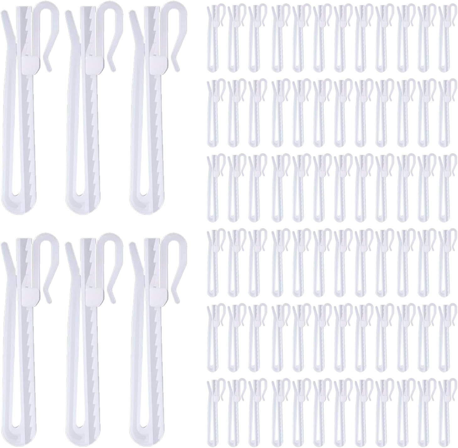 80 Pcs Plastic Curtain Hooks, Adjustable Pinch Pleat Hooks, Ratchet System Pinch Pleat Curtain Hooks for Window Curtain, Door Curtain and Shower Curtain (90mm/3.54inch)