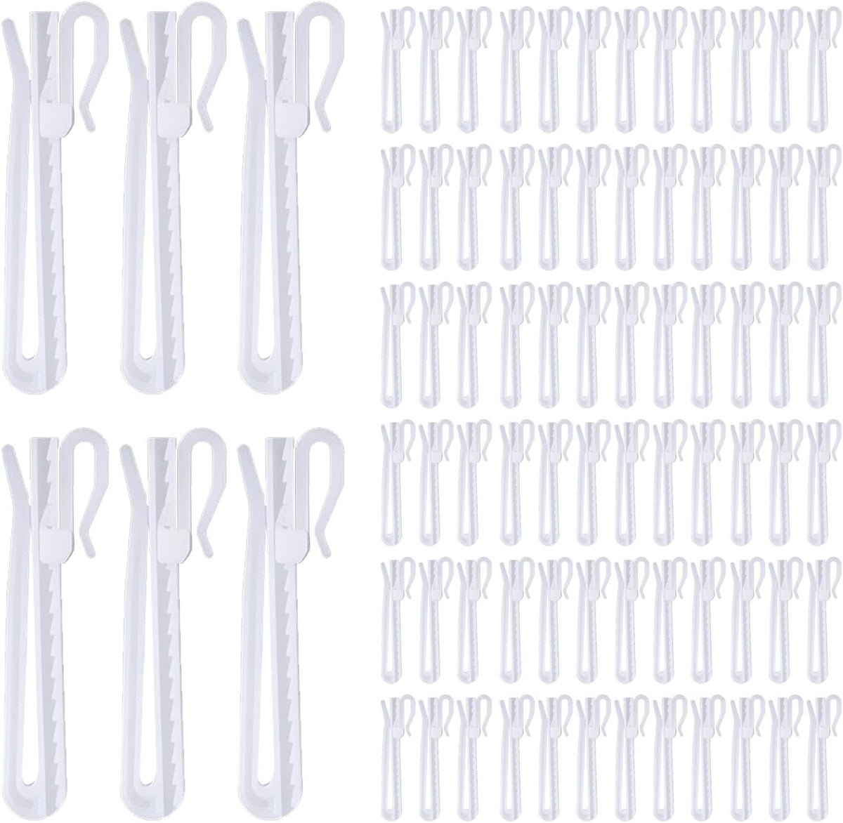 80 Pcs Plastic Curtain Hooks, Adjustable Pinch Pleat Hooks, Ratchet System Pinch Pleat Curtain Hooks for Window Curtain, Door Curtain and Shower Curtain (90mm/3.54inch)