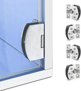 4-Pack No-Drill Glass Door Hinges for Cabinets, Showcases, Wine Cabinets - Heavy Duty Zinc Alloy, Fits 5-10mm Glass Thickness, Matte Finish, Rust-Proof (Large)