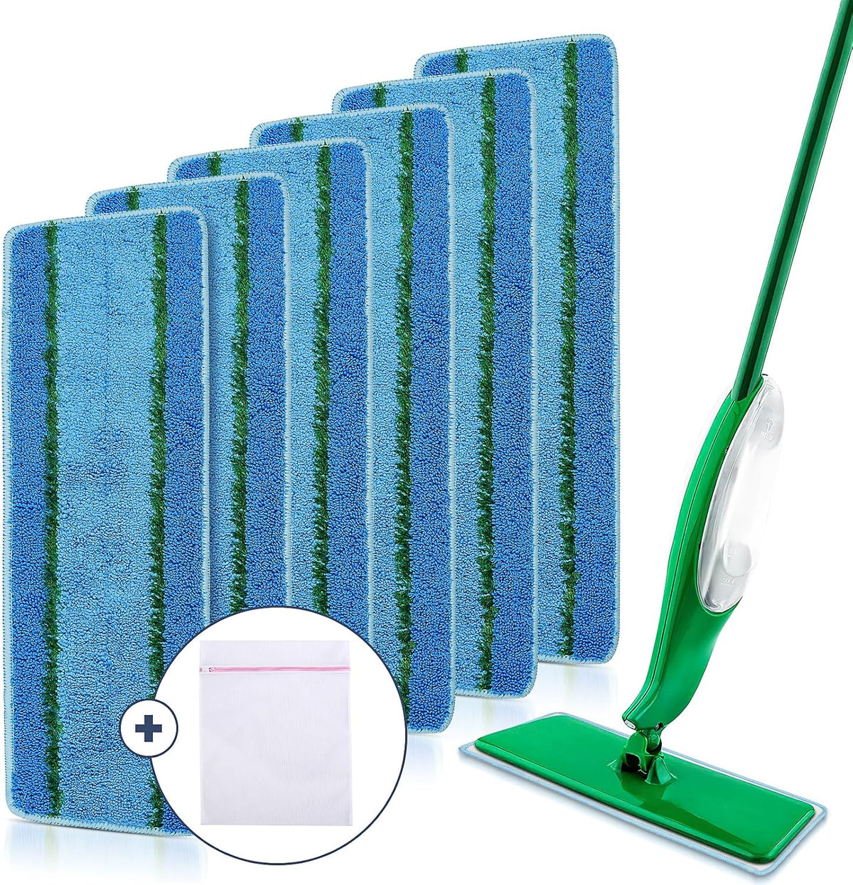 Upgraded Mop Head Replacement for Libman Freedom Spray Mop, 6 Pack Washable Mops Refill Pad + 1 Count Laundry Bag