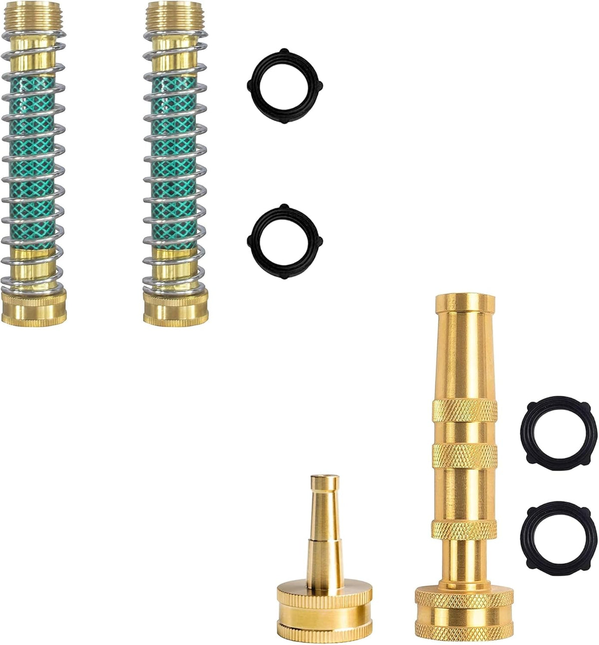 Garden Hose Protector + 4" Twist Hose Nozzle, 2" Jet Sweeper Nozzle