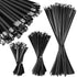 500 Pcs 6", 10", 14" Metal Zip Ties Black 304 Stainless Steel Zip Ties Epoxy Coated Tie Heavy Duty Cable Self Locking Cable Multi Purpose for Machinery Vehicles Exhaust Wrap Outdoor Fence Farms