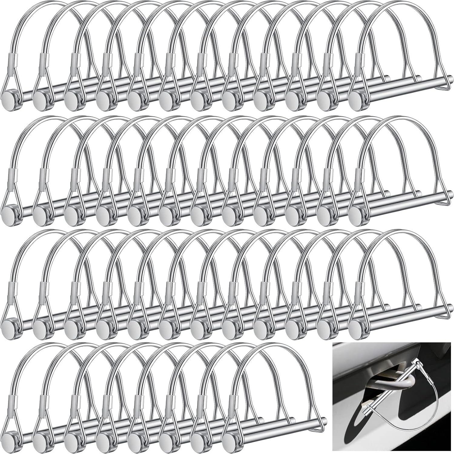 60 Pcs Arch Trailer Coupler Pin 1/4'' x 2-3/4" Safety Shaft Locking Pin Heavy Duty Hitch Pins Carbon Steel Trailer Gate Pin for Wagons Towing Garden Farm Lawn PTO and Hitches
