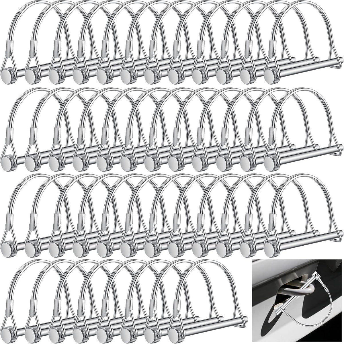 60 Pcs Arch Trailer Coupler Pin 1/4'' x 2-3/4" Safety Shaft Locking Pin Heavy Duty Hitch Pins Carbon Steel Trailer Gate Pin for Wagons Towing Garden Farm Lawn PTO and Hitches
