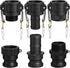 6 Pcs Cam Lock Fittings Kit Type Abcdef 1-1/2" Npt Threaded Cam and Groove Hose Fitting Female and Male Adapter Camlock Couplings for Fire Hose Nozzle (Polypropylene,Black)