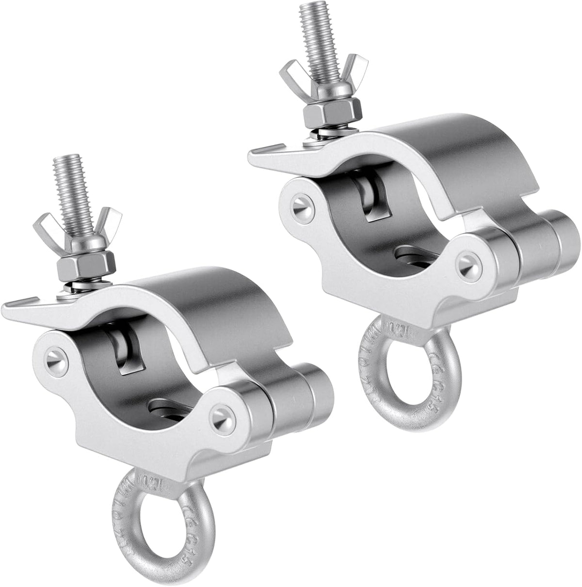 2 Pcs Heavy Duty 2 Inch Truss Clamp with Eye Bolt for 48-51mm Truss Tube/Pipe, Aluminum Stage Light Clamps for LED Video Wall and Lighting Mounting