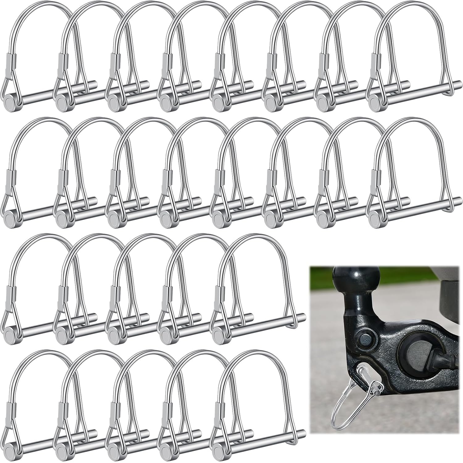30 Pcs Arch Trailer Coupler Pin 3/16" x 1.97" Safety Shaft Locking Pin Heavy Duty Hitch Pins Carbon Steel Trailer Gate Pin for Wagons Towing Farm Garden Lawn PTO and Hitches