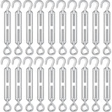 20 Pcs Hook and Eye Turnbuckle M5 Stainless Steel Turnbuckle, Metal Rope Tightener Cable Tensioner Turn Buckles for Garden Fence Gate Tent Wire Shade Sail Installation DIY Light String Hanging