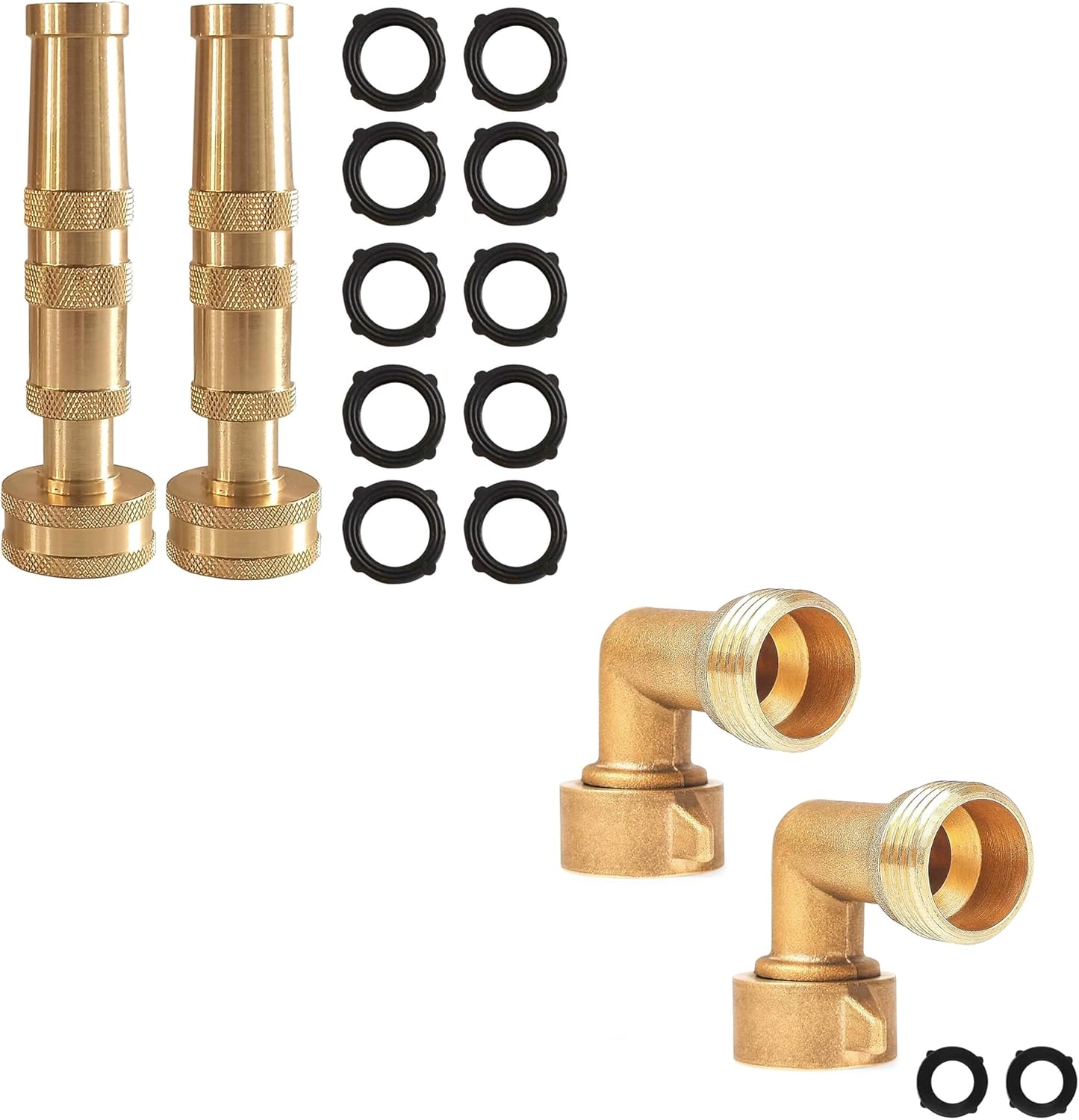 4" Twist Hose Nozzle + 90 Degree Garden Hose Elbow Connectors