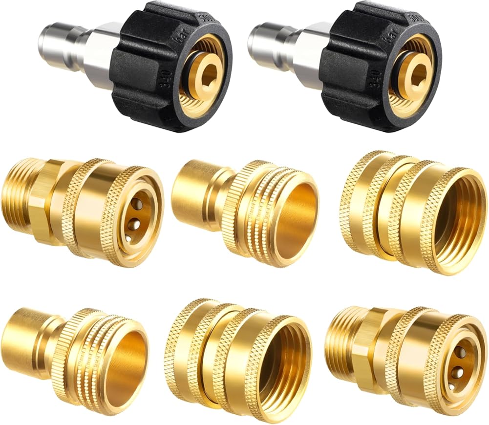 Pressure Washer Adapter Set, Quick Disconnect Kit, M22 14 mm Quick Connect Swivel to 3/8'' Quick Connect Fittings, 3/4" to Quick Release