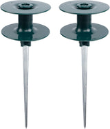 10 Inch Garden Hose Guide Spike, Rust Free Zink Sturdy Metal Stake, Heavy Duty Dark Green Spin Top, Keeps Garden Hose Out of Flower beds, for Plant Protection, 2 Pack