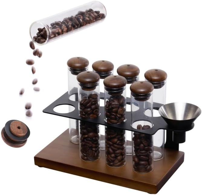 Coffee Bean Cellar Tubes Single Dose Set of 8 Borosilicate Glass Sealing Tubes for Espresso Enthusiasts and Baristas One-Way Exhaust Valve Stopper for Smoother Pouring Without threads
