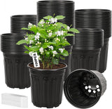 100-Pack 1 Gallon Nursery Pots, Thickened Pots for Plants with Drainage Holes, Large Plastic Flower Pots for Seedlings, Succulents, Transplanting, Come with 100pcs Plant Labels
