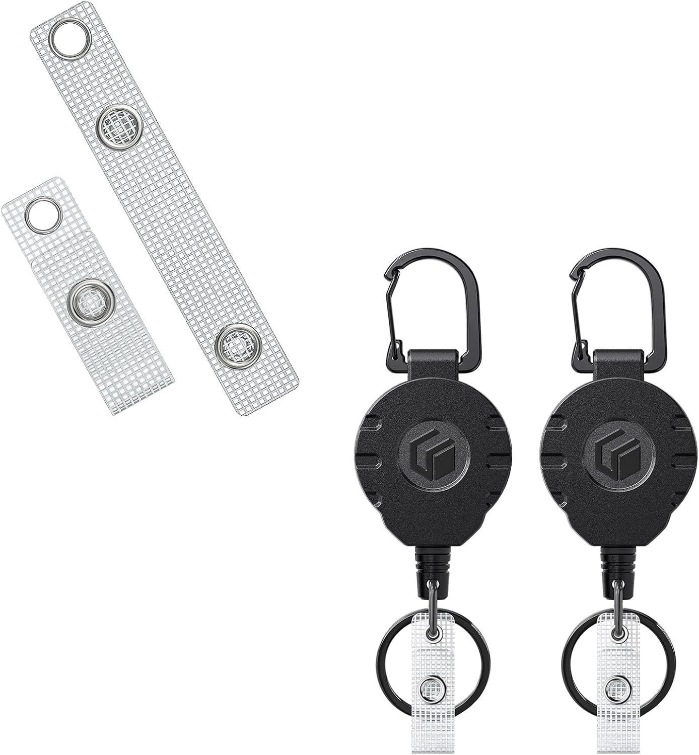 50 Pcs Badge Holder Straps ID Badge Straps with Snaps and 2 Pack Retractable Keychain for Badge Holder Heavy Duty Badge Reel