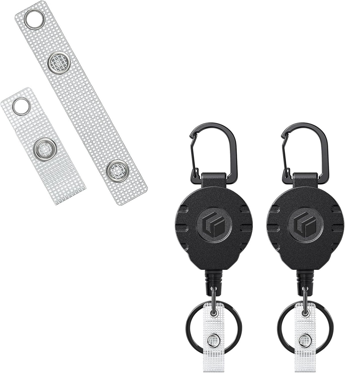 50 Pcs Badge Holder Straps ID Badge Straps with Snaps and 2 Pack Retractable Keychain for Badge Holder Heavy Duty Badge Reel