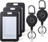 3 Pcs Badge Holder with Double-Sided Windows Vertical Plastic Case and 2 Pcs Retractable Keychain Badge Reel for up to 8 oz Card Protector for ID Credit Cards Driver’s Licenses and Passes