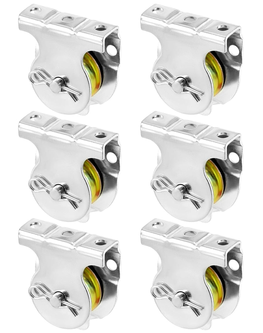 Wall Mount Pulleys, 6 Pcs 1-1/2" Ceiling Mount Single Pulley V-Groove Pulley Hardware Accessories for 3/8" Wire or Rope, Working Load 420 Lbs