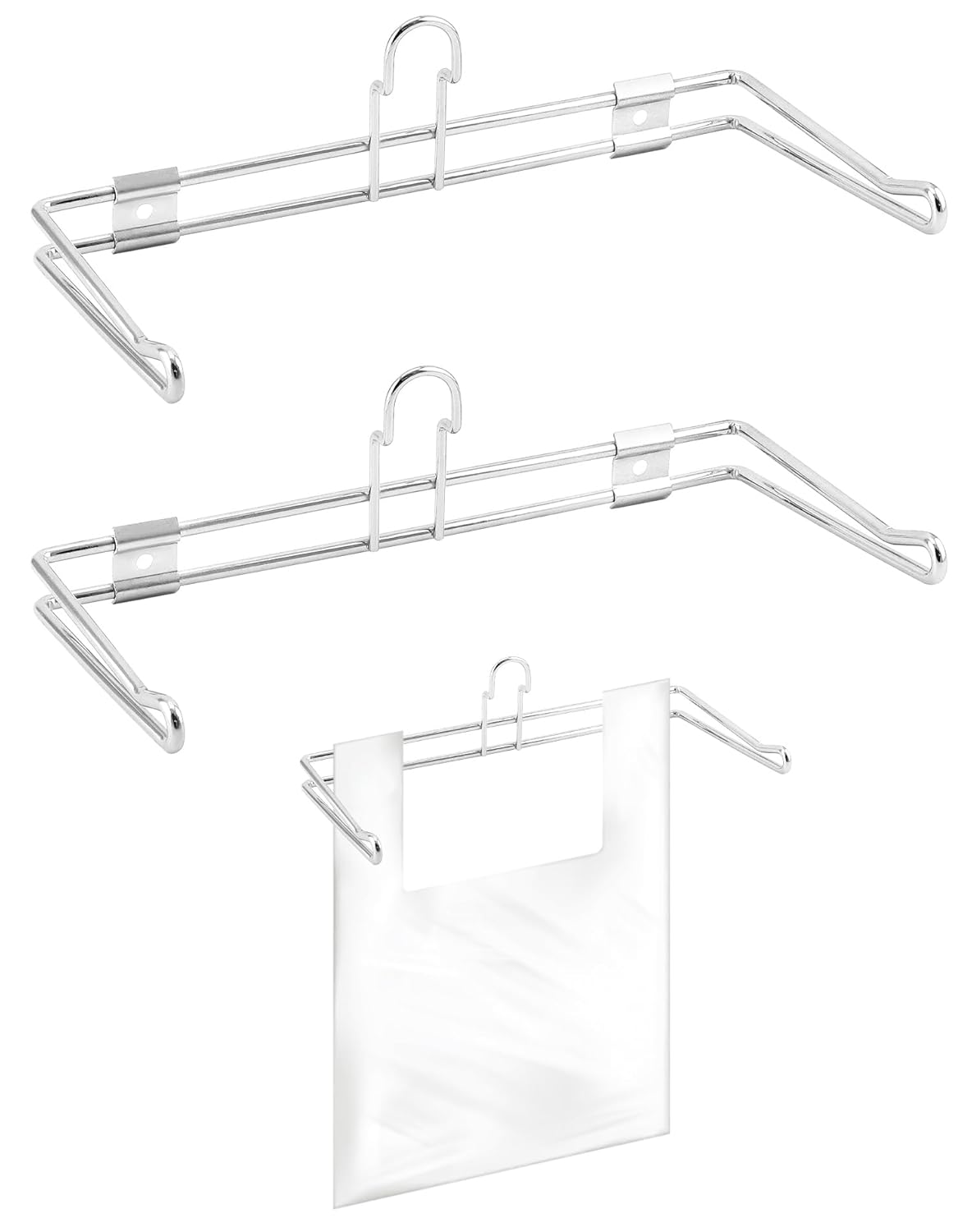 2-Pack T-Shirt Bag Rack Wall Mount, Chrome-Plated Metal T-Shirt Retail Bag Holders, 12-Inch Width, 6" Arm, Easy Install Bag Holder for Retail and Checkout Counters