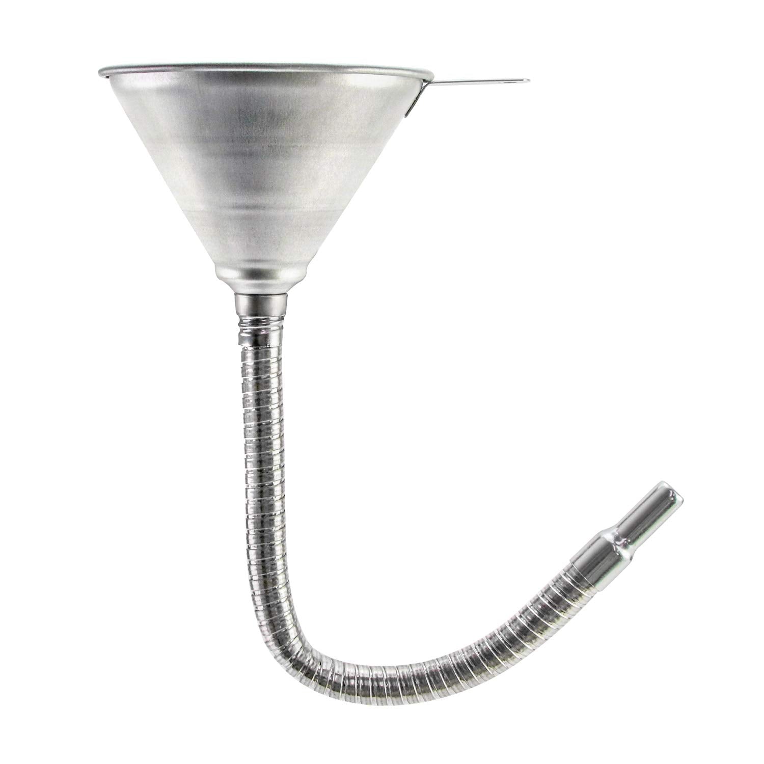 Spout Funnel with 14-9/16" Long Flexible Hose and Strainer, Steel Universal Priming Funnel for All Oils,Diesel Fuel and Other Liquids