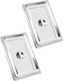 Full Size Stainless Steel Steam Table Pan Cover with Handle - Set of 2, Durable Lid for Steam Pans